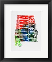 Framed Alabama Watercolor Word Cloud