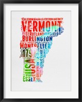 Framed Vermont Watercolor Word Cloud