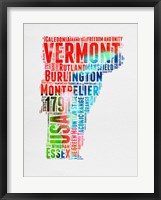 Framed Vermont Watercolor Word Cloud