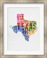 Framed Texas Watercolor Word Cloud