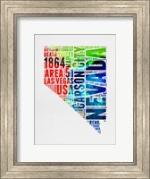 Framed Nevada Watercolor Word Cloud