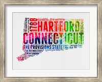 Framed Connecticut Watercolor Word Cloud