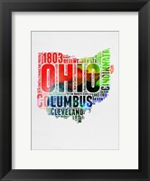 Framed Ohio Watercolor Word Cloud