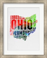 Framed Ohio Watercolor Word Cloud