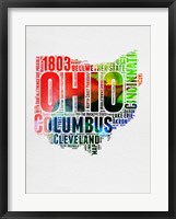 Framed Ohio Watercolor Word Cloud