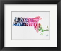 Framed Massachusetts Watercolor Word Cloud