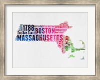 Framed Massachusetts Watercolor Word Cloud
