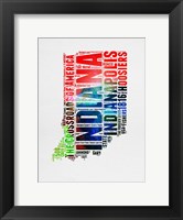 Framed Indiana Watercolor Word Cloud
