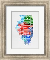 Framed Illinois Watercolor Word Cloud
