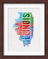 Framed Illinois Watercolor Word Cloud