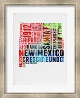 Framed New Mexico Watercolor Word Cloud