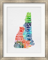 Framed New Hampshire Watercolor Word Cloud