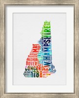 Framed New Hampshire Watercolor Word Cloud