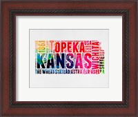 Framed Kansas Watercolor Word Cloud
