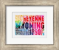 Framed Wyoming Watercolor Word Cloud