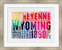 Framed Wyoming Watercolor Word Cloud