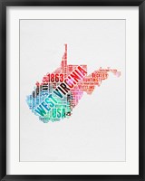 Framed West Virginia Watercolor Word Cloud