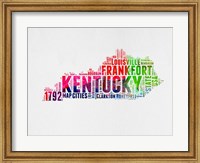 Framed Kentucky Watercolor Word Cloud