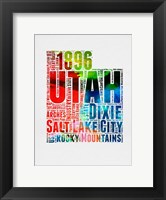 Framed Utah Watercolor Word Cloud