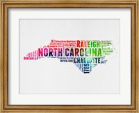 Framed North Carolina Watercolor Word Cloud