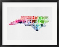 Framed North Carolina Watercolor Word Cloud