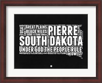 Framed South Dakota Black and White Map
