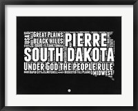 Framed South Dakota Black and White Map
