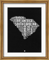 Framed South Carolina Black and White Map