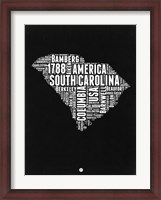 Framed South Carolina Black and White Map