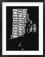 Framed Rhode Island Black and White Map