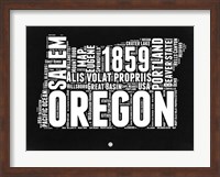 Framed Oregon Black and White Map