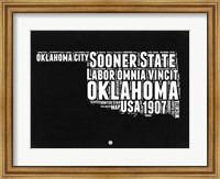 Framed Oklahoma Black and White Map