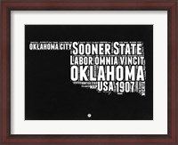 Framed Oklahoma Black and White Map