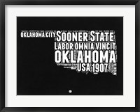 Framed Oklahoma Black and White Map