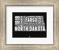Framed North Dakota Black and White Map