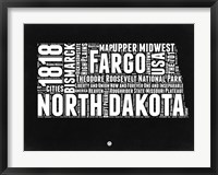 Framed North Dakota Black and White Map