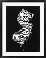 Framed New Jersey Black and White Map