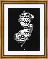Framed New Jersey Black and White Map
