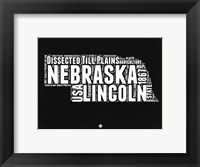 Framed Nebraska Black and White Map