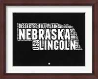 Framed Nebraska Black and White Map
