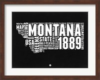 Framed Montana Black and White Map