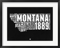 Framed Montana Black and White Map