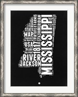 Framed Mississippi Black and White Map