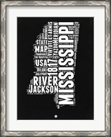 Framed Mississippi Black and White Map