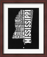 Framed Mississippi Black and White Map