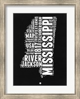 Framed Mississippi Black and White Map