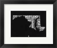 Framed Maryland Black and White Map