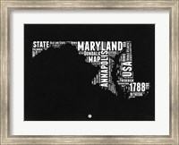 Framed Maryland Black and White Map