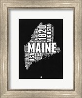 Framed Maine Black and White Map