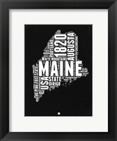 Framed Maine Black and White Map